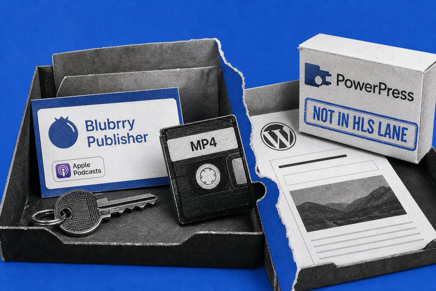Blubrry Publisher supports the new Apple Podcasts HLS workflow while a PowerPress-published show remains excluded.