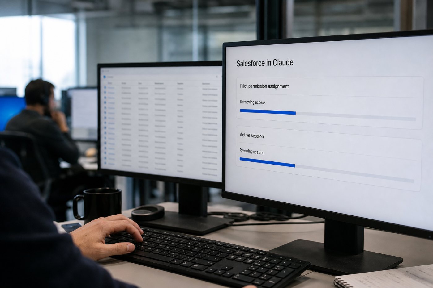 Pencabutan izin pilot dan sesi aktif Salesforce in Claude disertai pemeriksaan record yang telah berubah.