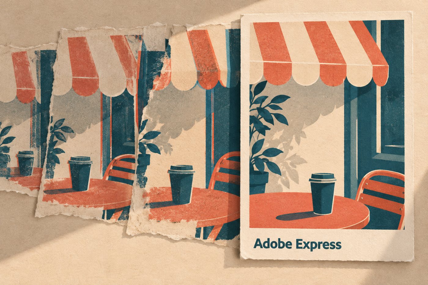 Margar AI-útgáfur af samfélagsfærslu í Adobe Express leiða að einni lokaútgáfu.