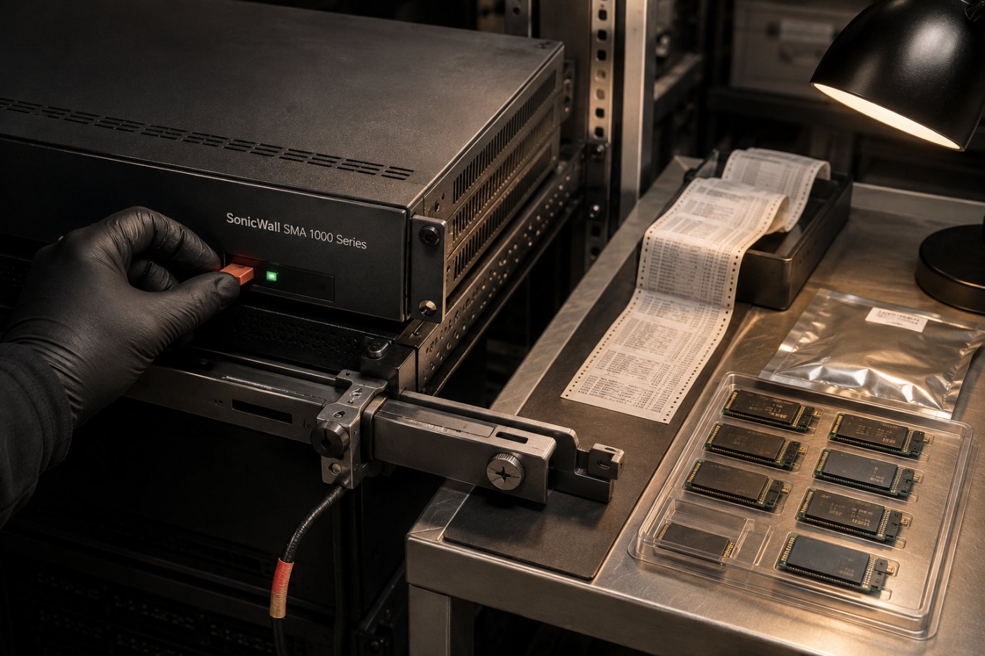 An SMA 1000 hotfix validation proceeding alongside a review for evidence of earlier compromise.