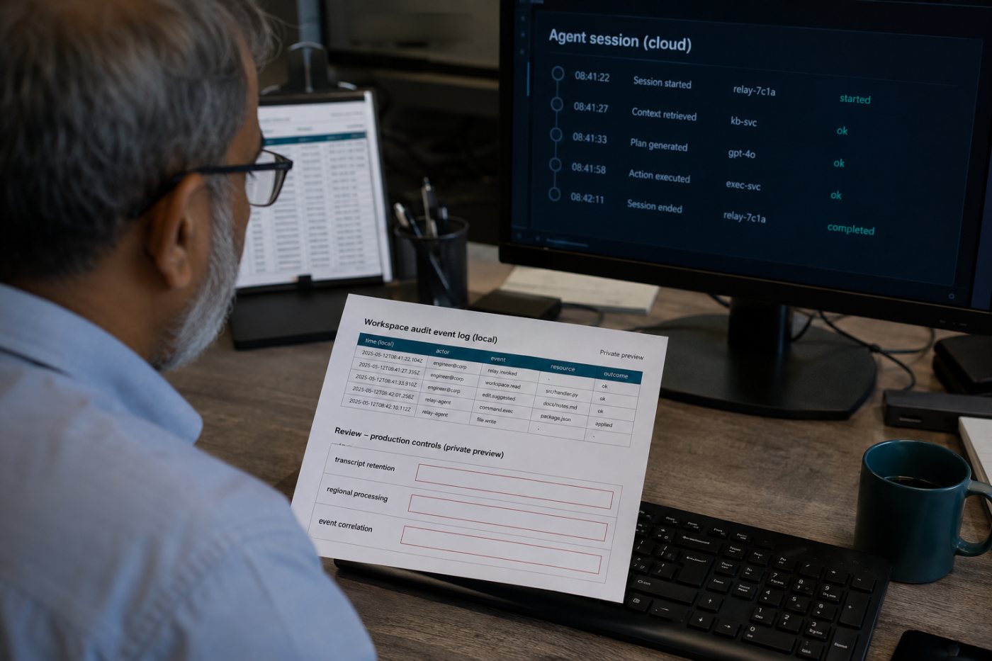 Coder Agent Relay private preview-তে স্থানীয় ও cloud audit record এবং অনিষ্পন্ন data-control বিষয় পর্যালোচনা করা হচ্ছে