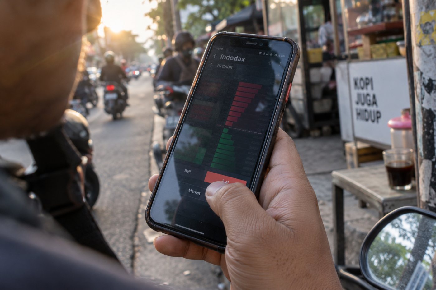 Order besar pada pasangan BTC/IDR di Indodax melewati beberapa tingkat penawaran beli sehingga harga eksekusi rata-ratanya berubah.