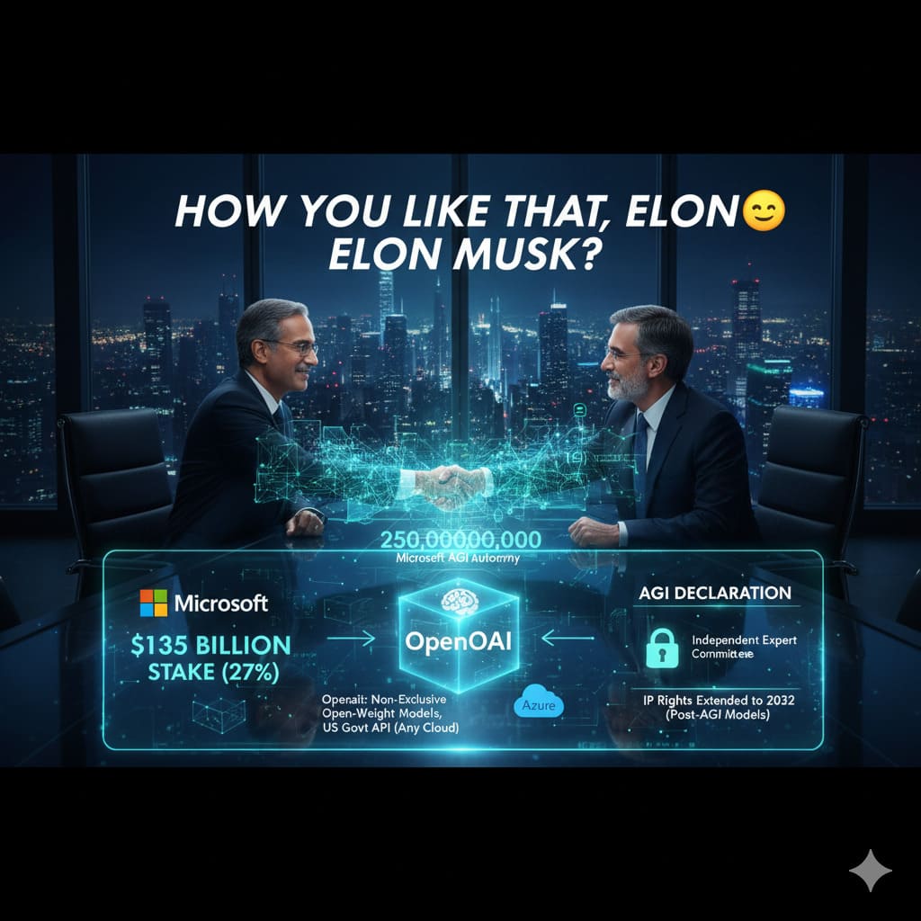 Microsoft and OpenAI Rework Partnership: Valuing Stake at 5 Billion and Defining AGI Terms