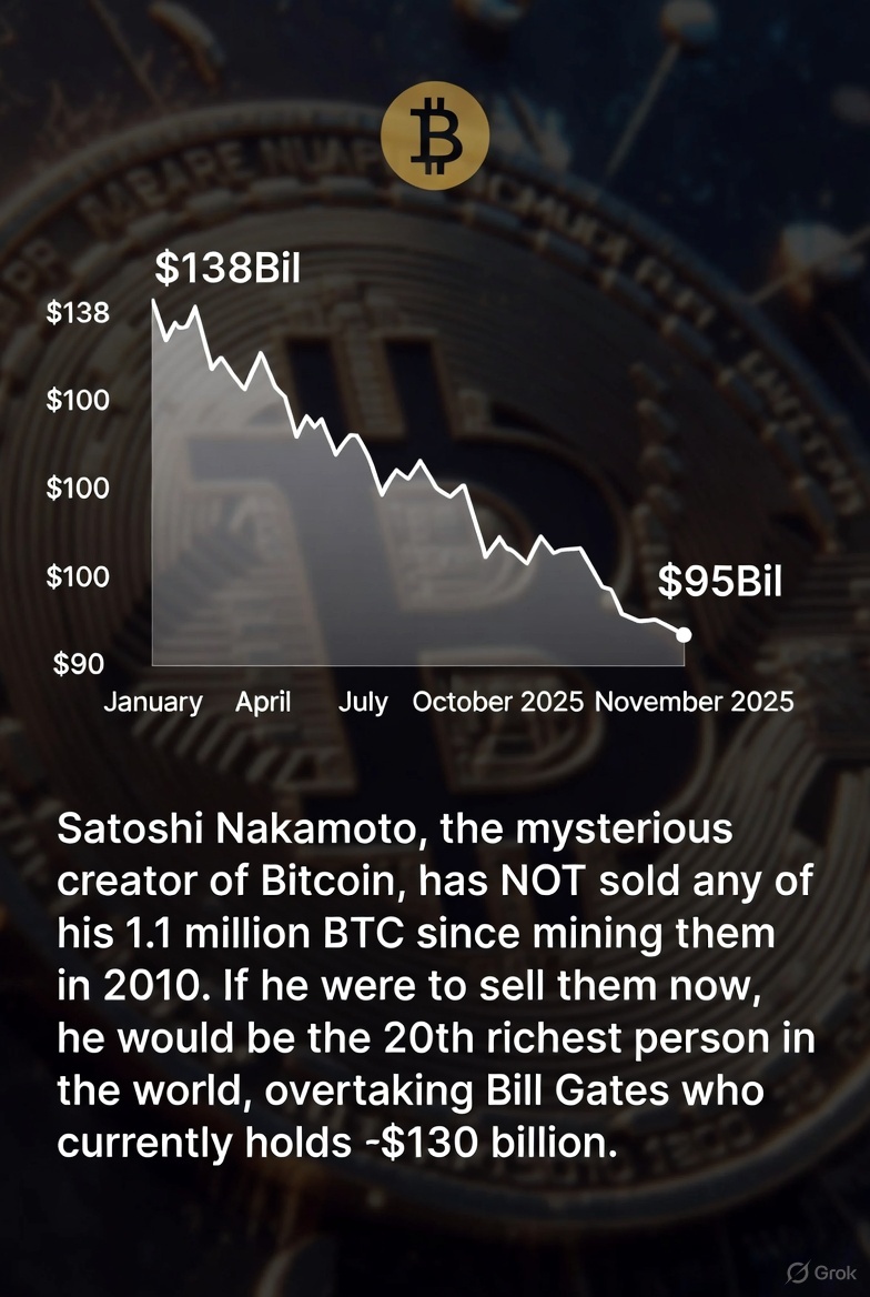 Satoshi Nakamoto's Shadowy Fortune Evaporates  Billion in a Month: Bitcoin's Brutal November Slide