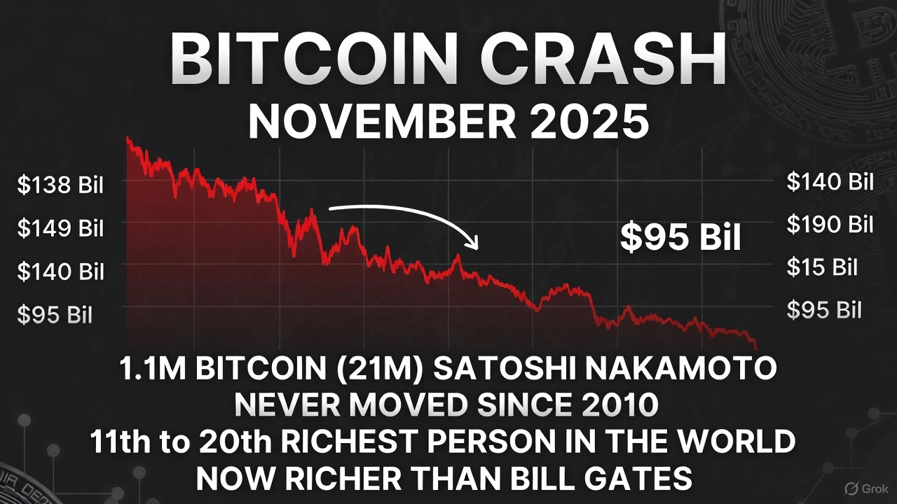Satoshi Nakamoto's Shadowy Fortune Evaporates  Billion in a Month: Bitcoin's Brutal November Slide