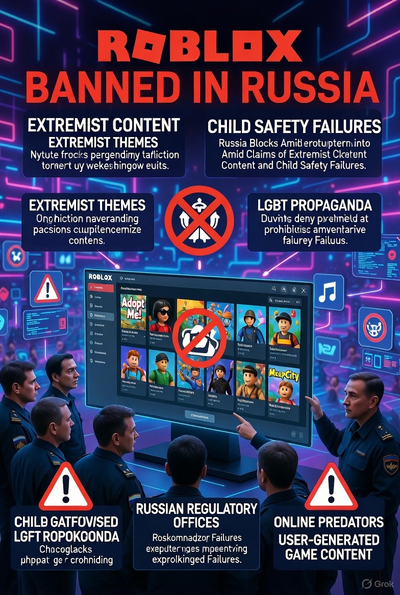 Russia Blocks Roblox Amid Claims of Extremist Content and Child Safety Failures