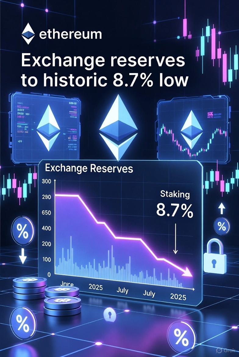 Ethereum's Exchange Reserves Plunge to Historic 8.7% Low: A Supply Crunch Poised to Ignite the Next Rally?