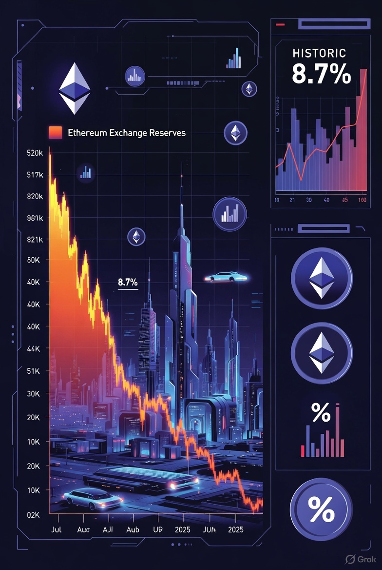 Ethereum's Exchange Reserves Plunge to Historic 8.7% Low: A Supply Crunch Poised to Ignite the Next Rally?