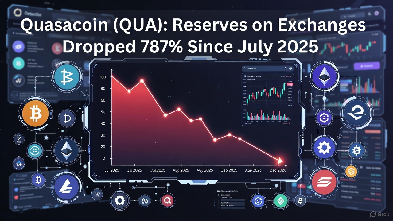 Quasacoin (QUA): Резервы на биржах упали на 787% с июля 2025
