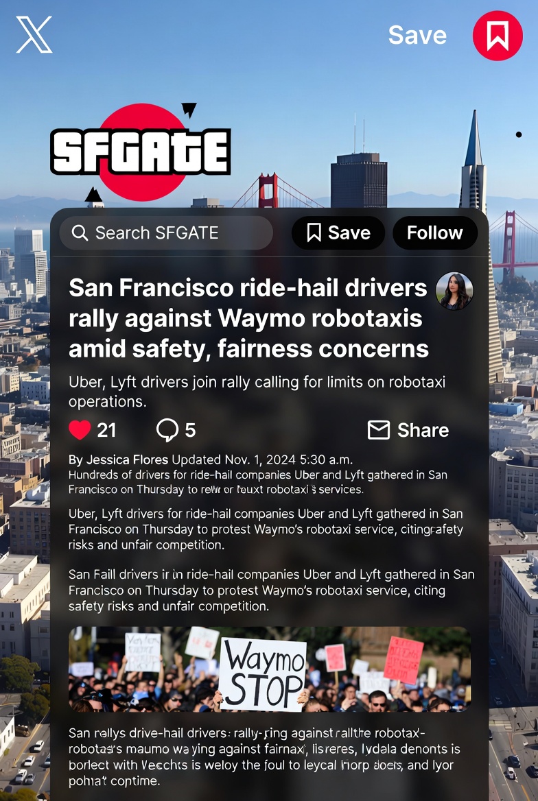San Francisco Ride-Hail Drivers Rally Against Waymo Robotaxis Amid Safety and Fairness Concerns