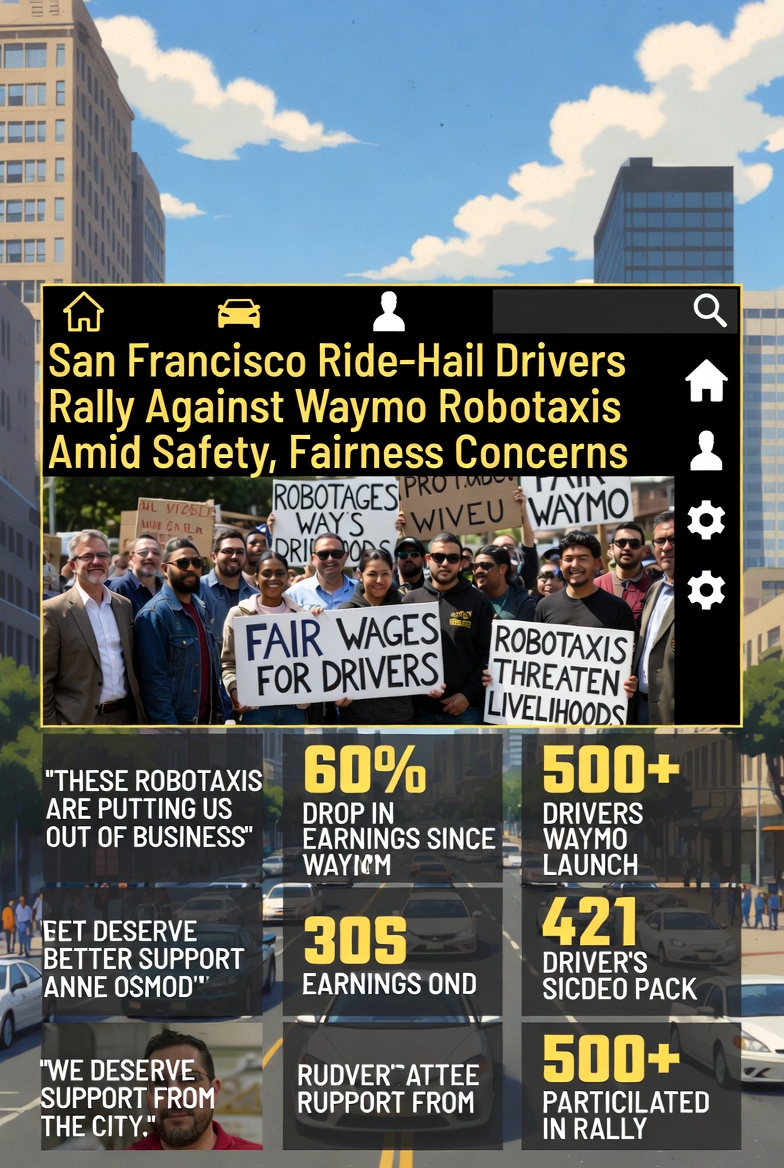 San Francisco Ride-Hail Drivers Rally Against Waymo Robotaxis Amid Safety and Fairness Concerns