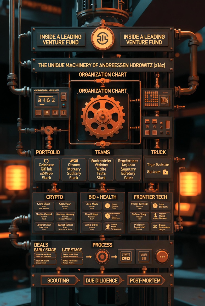 Steampunk image of the a16z logo.