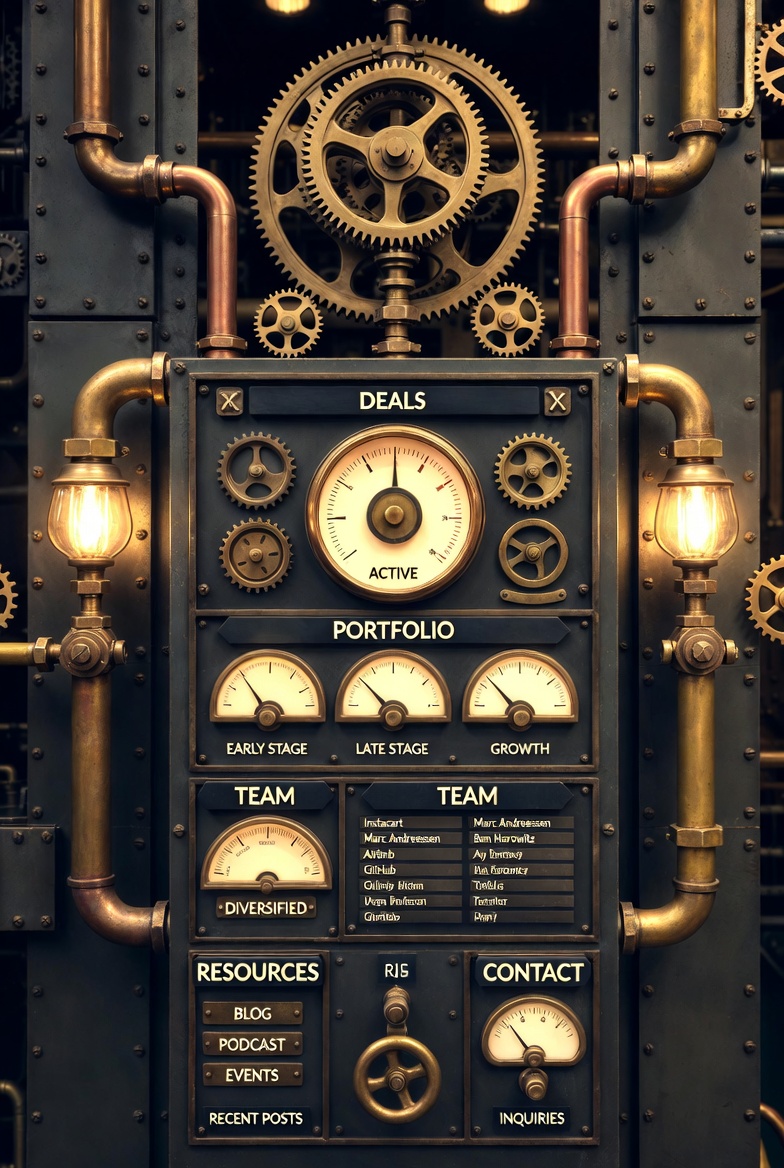 An image of the A16z taken from an unusual angle in a steampunk style.