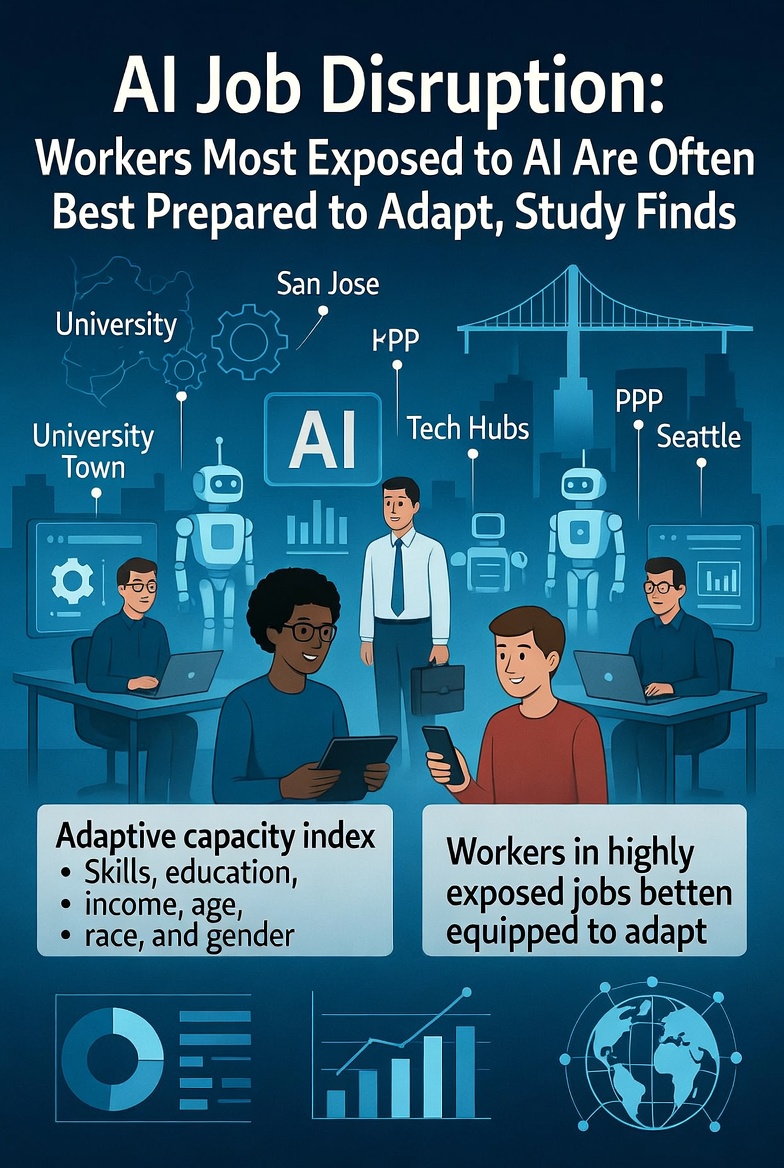 AI Job Disruption: Workers Most Exposed to AI Are Often Best Prepared to Adapt, Study Finds