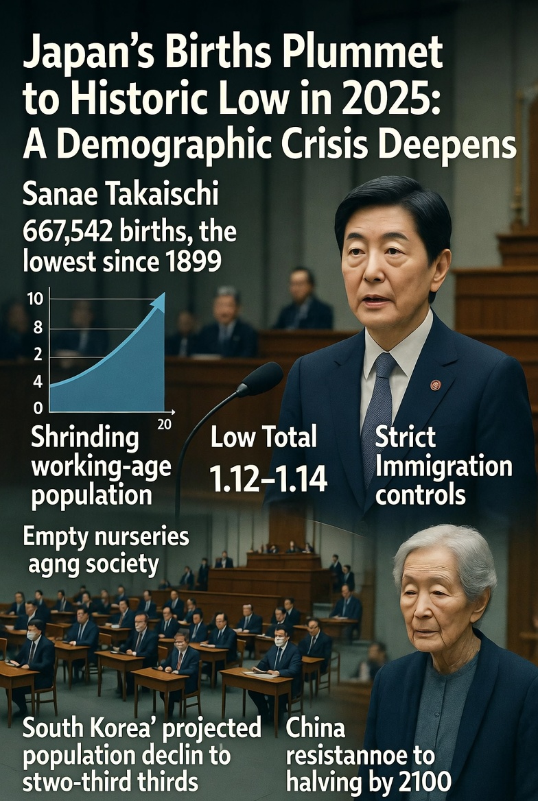 Japan's Births Plummet to Historic Low in 2025: A Demographic Crisis Deepens