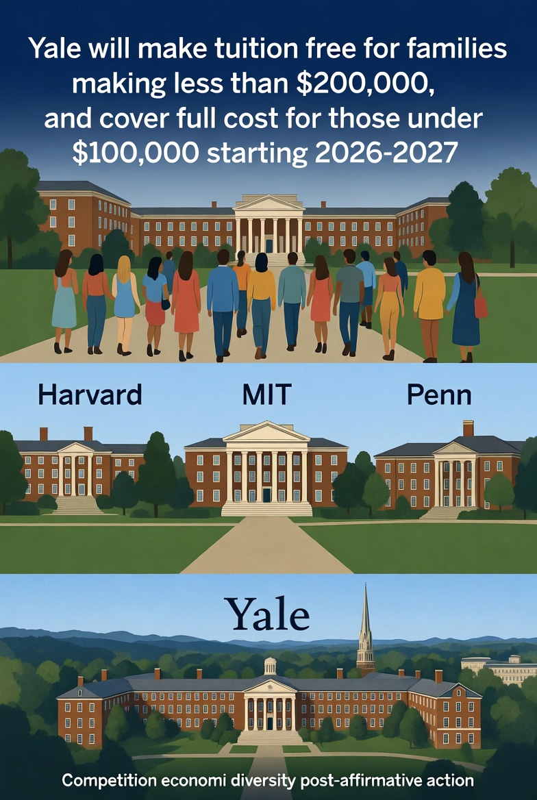 Yale Expands Financial Aid: Tuition-Free for More Families, Joining Elite Peers in Accessibility Push