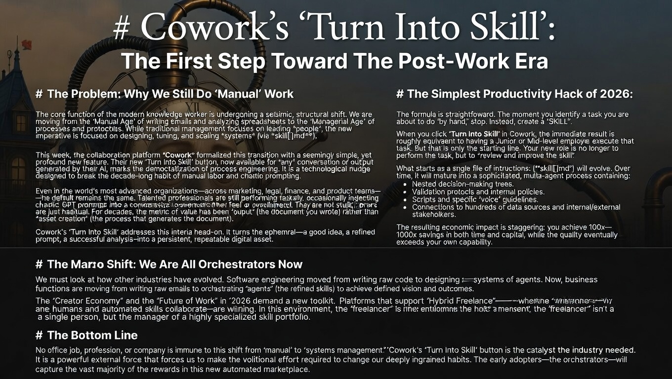 Cowork’s "Turn Into Skill": The First Step Toward The Post-Work Era