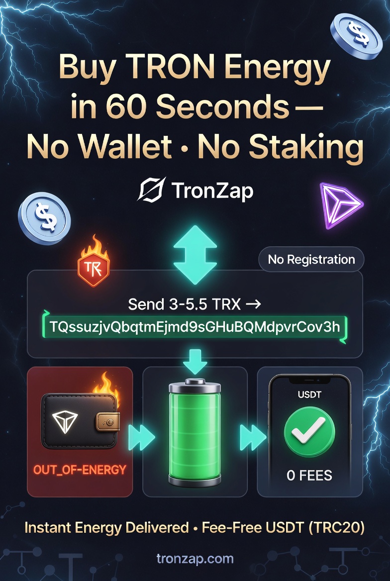 How to Buy TRON Energy Without a Wallet Using TronZap – The Easiest Way to Send USDT (TRC20) Fee-Free