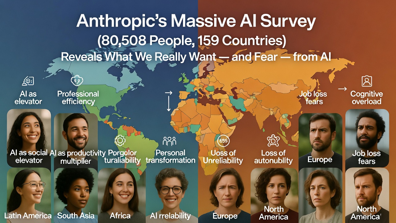 Anthropic’s Massive AI Survey (80,508 People, 159 Countries) Reveals What We Really Want — and Fear — from AI