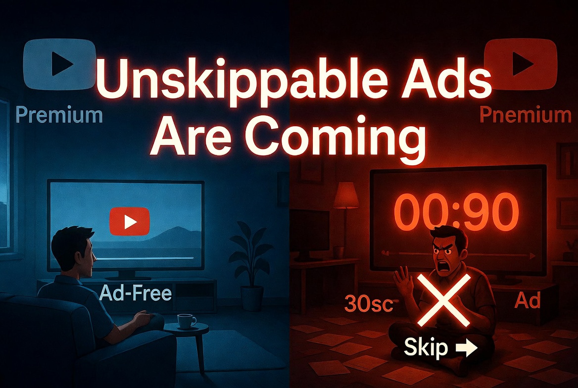 YouTube Is Tightening the Screws: Unskippable Long Ads Are Coming — Even If You Don’t Like It