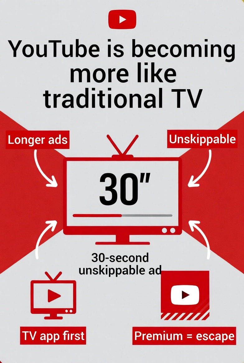YouTube Is Tightening the Screws: Unskippable Long Ads Are Coming — Even If You Don’t Like It