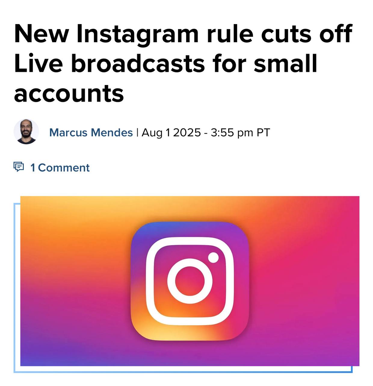 Instagram Restricts Live Streaming for Small and Private Accounts, Leaving Small Creators in the Lurch