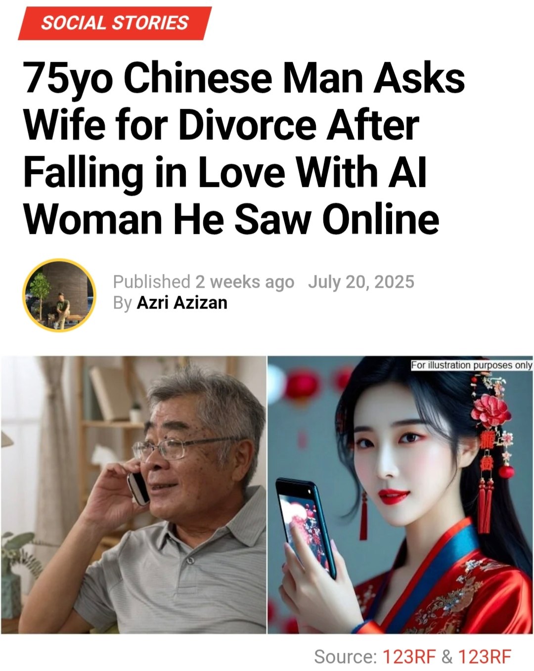 75-Year-Old Chinese Man Divorces Wife for AI 'Girlfriend,' Unaware of Her Digital Nature