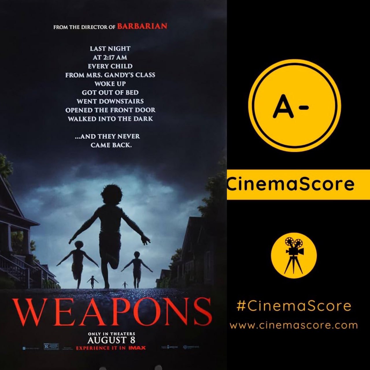 "Weapons" Horror Film Scores Rare A- CinemaScore, Joining Elite Company