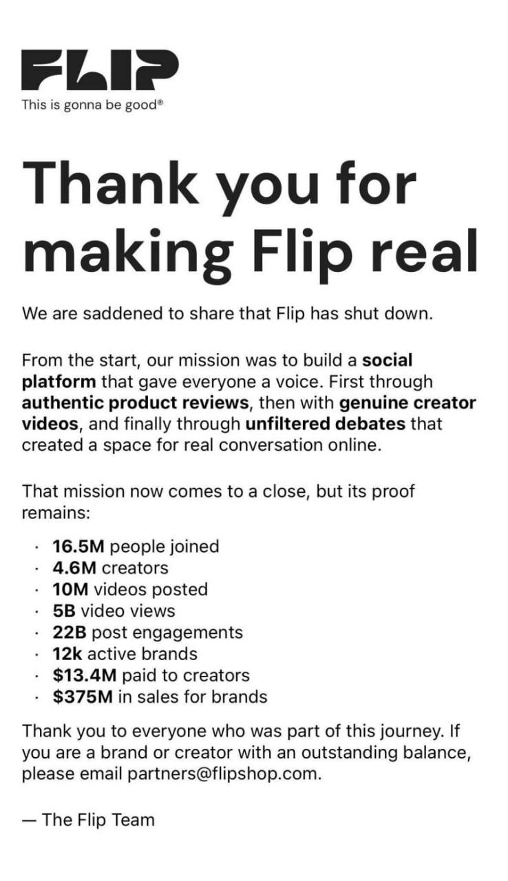 Flip’s Generosity Led to Its Downfall: Social Commerce App That Aimed to Be TikTok for Shopping Shuts Down