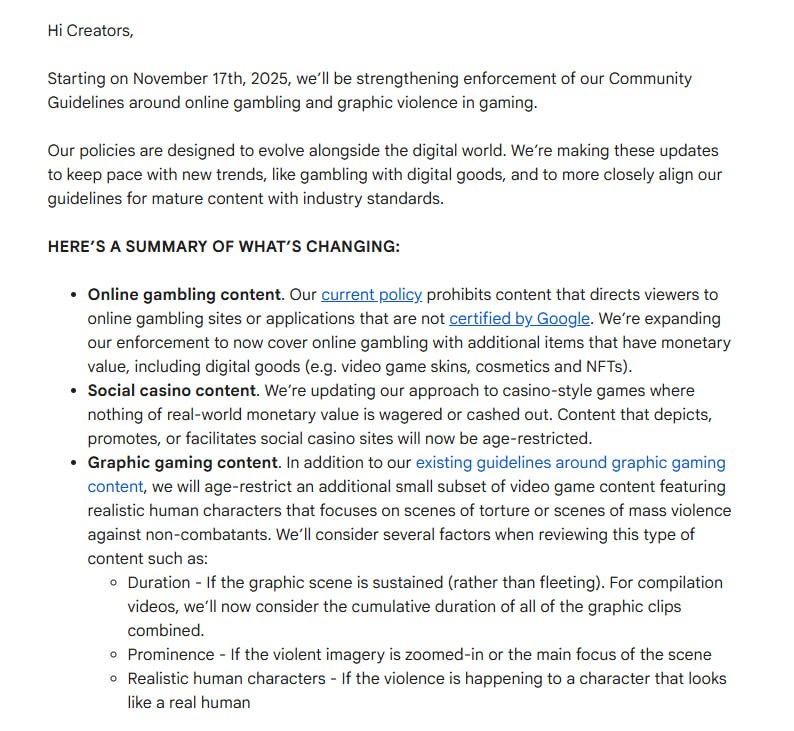 YouTube Tightens Community Guidelines: Gambling and Violent Gaming Content Face New Restrictions