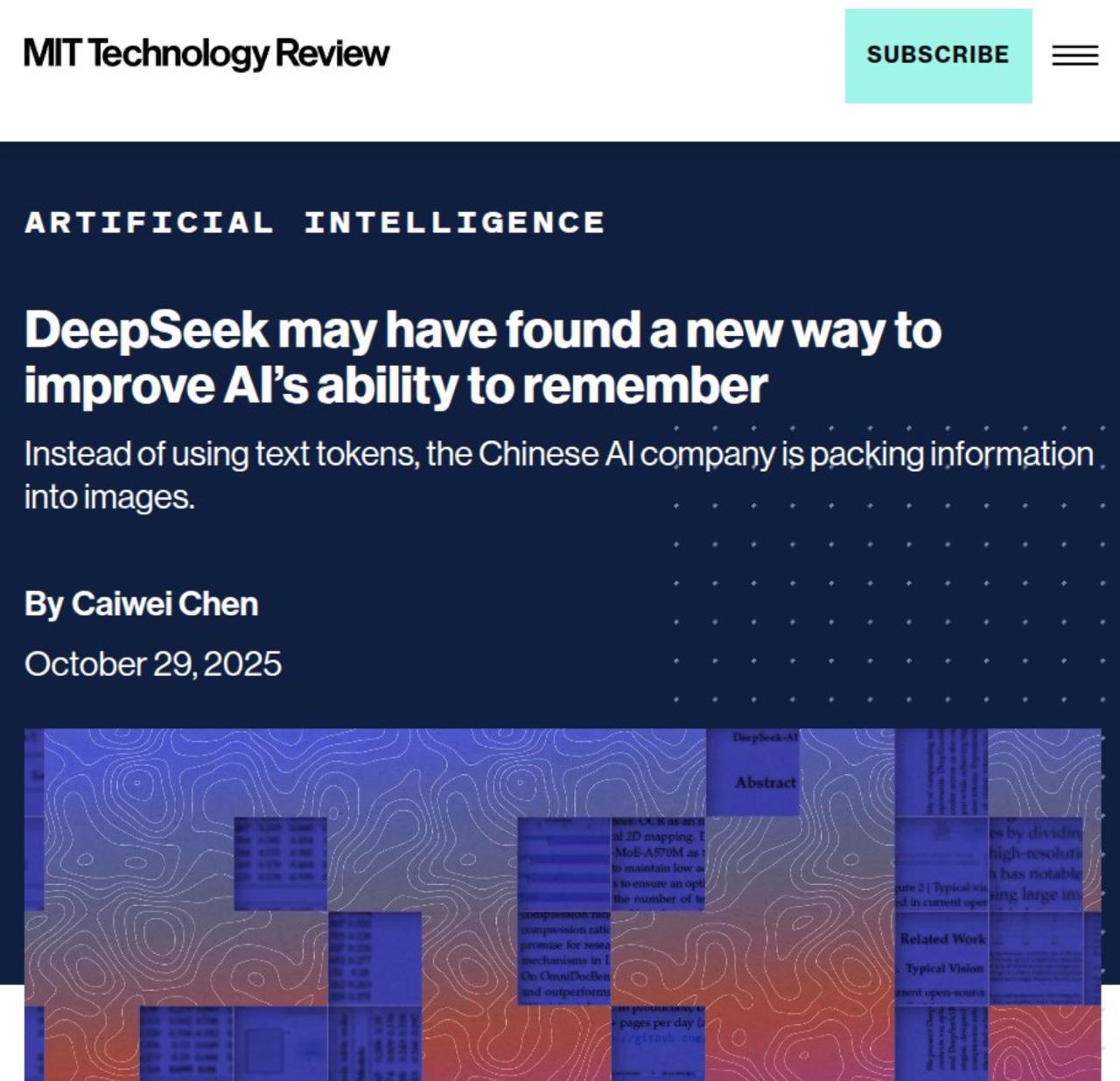 DeepSeek-OCR: A New Approach to Memory in AI