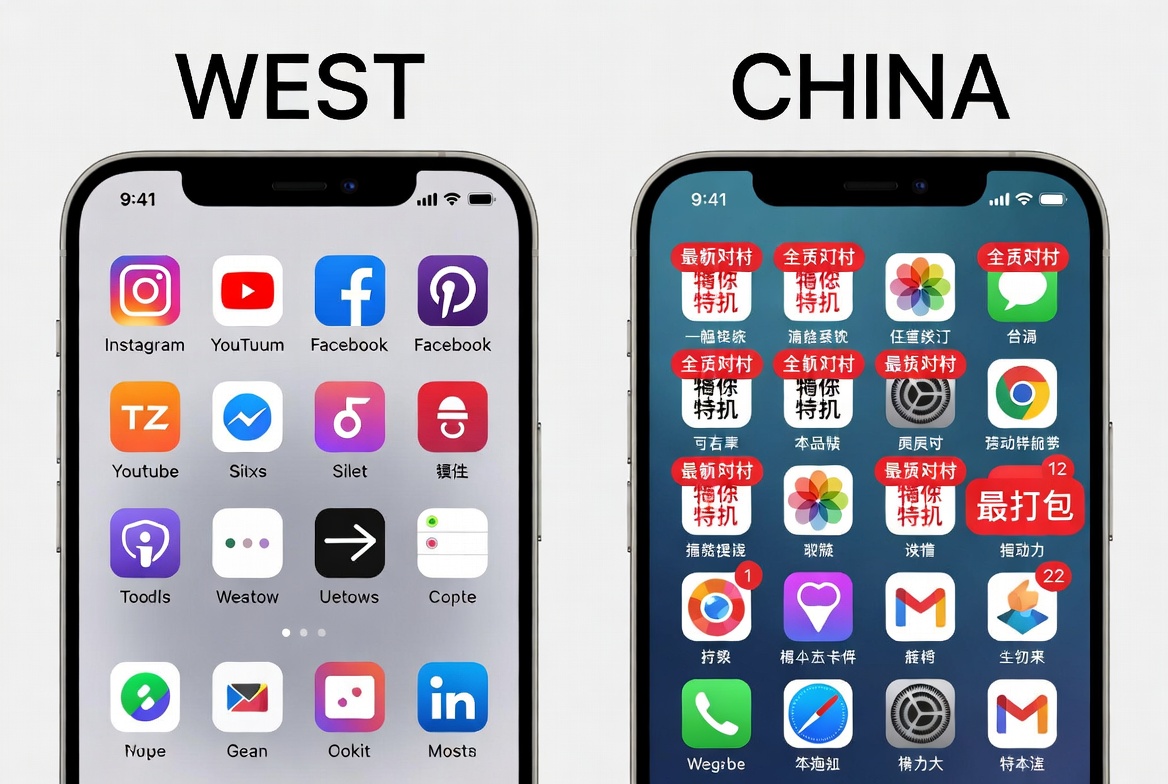 The Great App Icon Divide: Clean Minimalism in the West vs. Dynamic Marketing in China