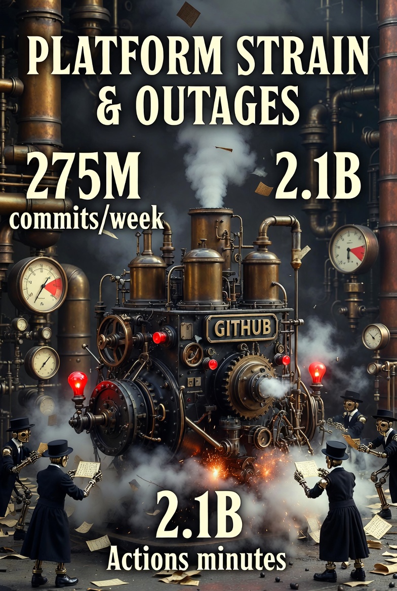 GitHub’s AI Agent Tsunami: 275 Million Commits a Week, 14 Billion Projected for 2026 — And the Platform Is Starting to Crack