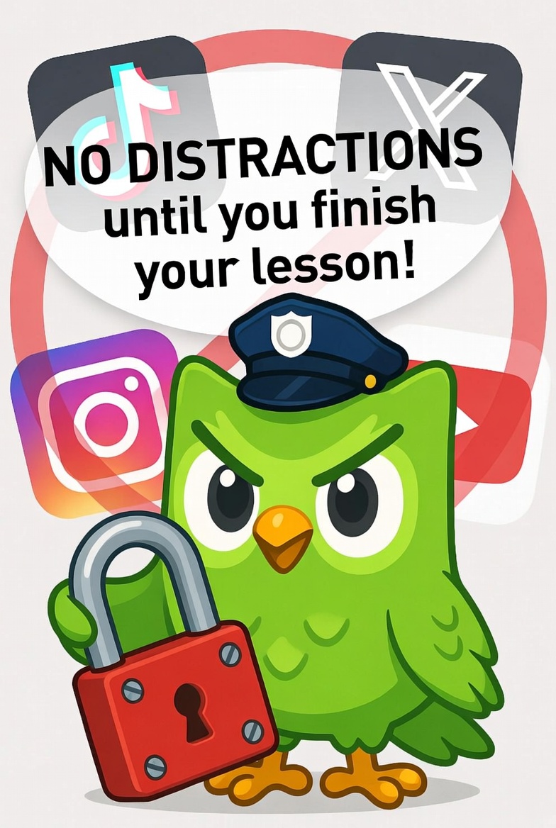 The Duolingo Owl Just Got Even Scarier: Now It Can Block TikTok, Twitter, and Your Entire Distraction Empire