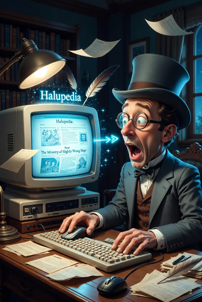 The Perfect Degenerate Time-Killer: Halupedia — The Infinite Hallucinating Wikipedia