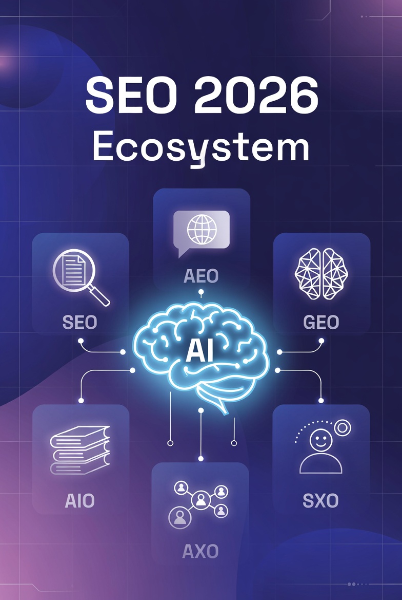 The Evolution of Search in 2026: How SEO, AEO, GEO, AIO, and SXO Work Together