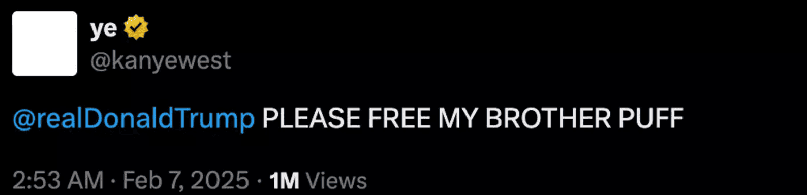 Kanye West is calling for Sean Combs' release from prison (Twitter)