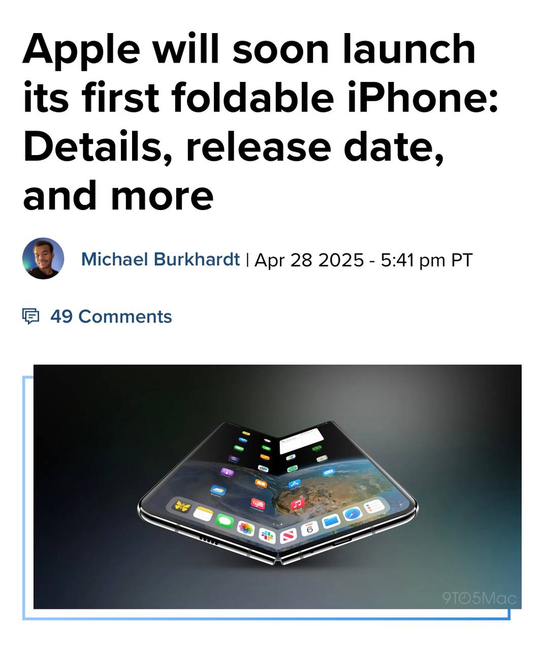 Insiders Reveal Details of Apple’s First Foldable iPhone: iPhone 18 Fold Set for Fall 2026