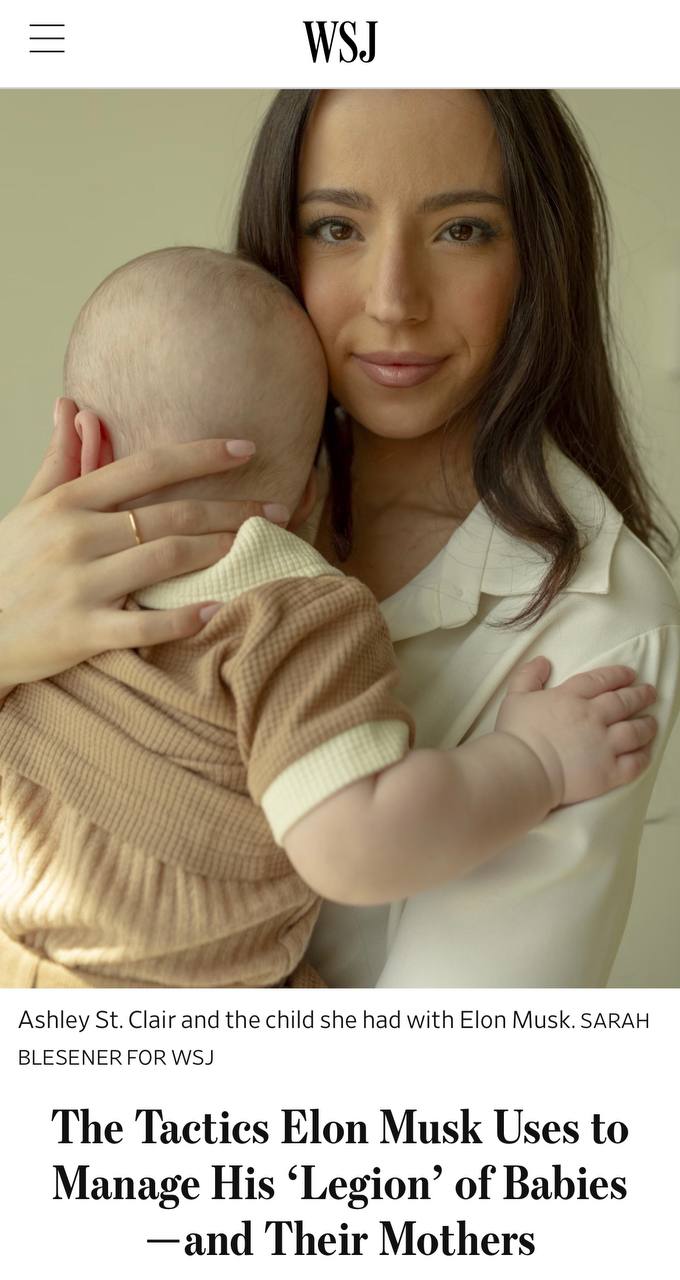 Elon Musk’s Secret Paternity Deals:  Million Offers and Slashed Support, Wall Street Journal Reports