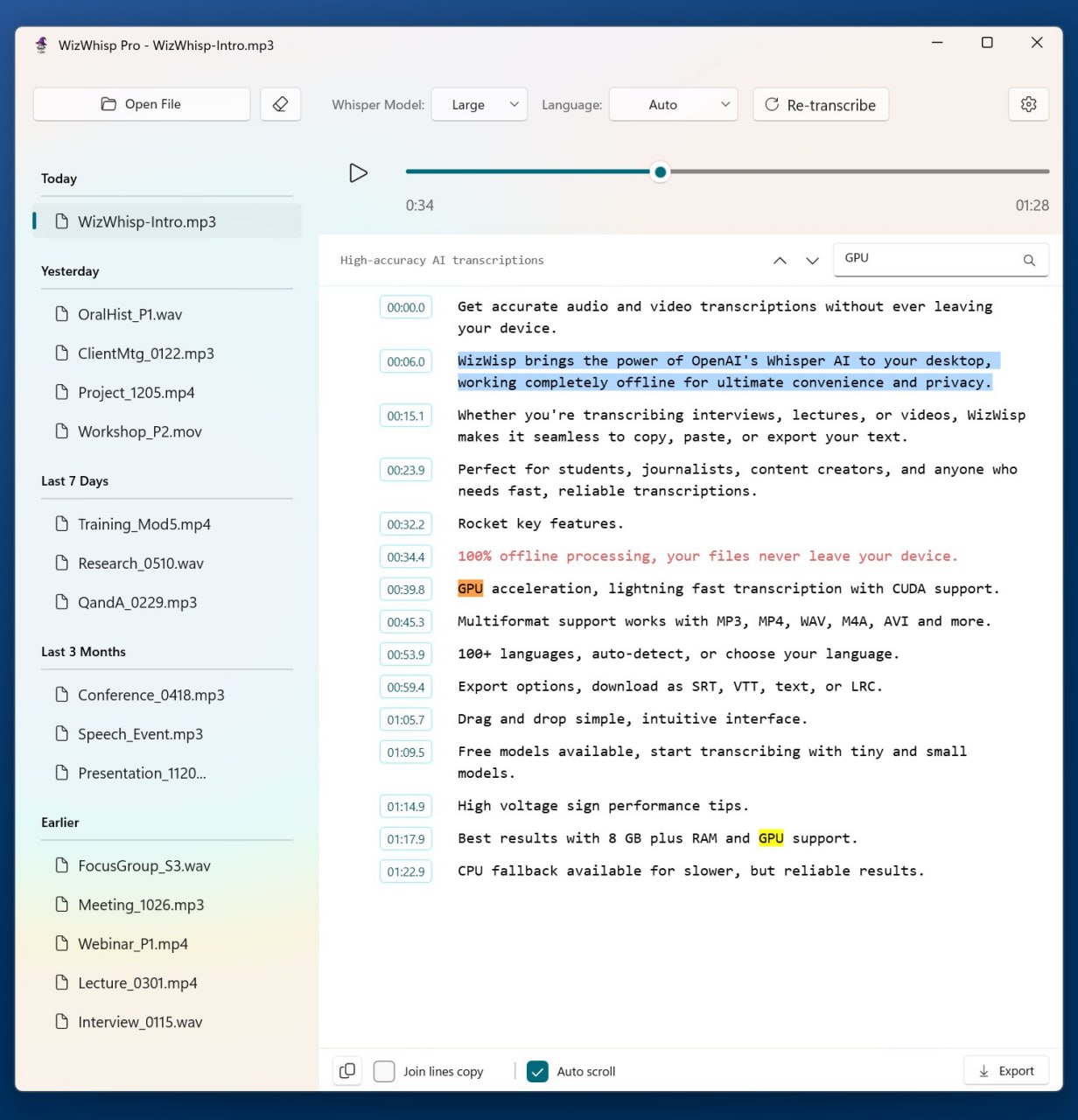 Transcribe Any File Offline and for Free with WizWhisp
