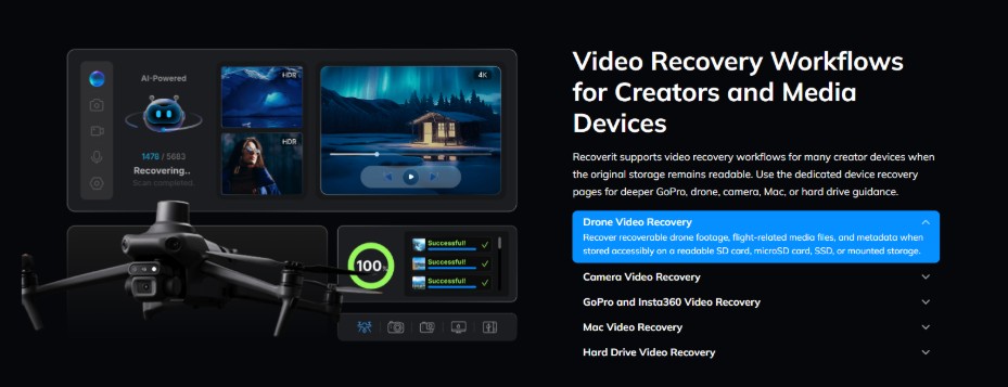 access wondershare recoverit for video recovery