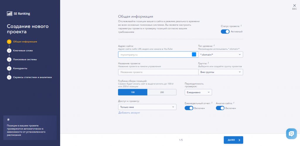 Мониторинг позиций сайта