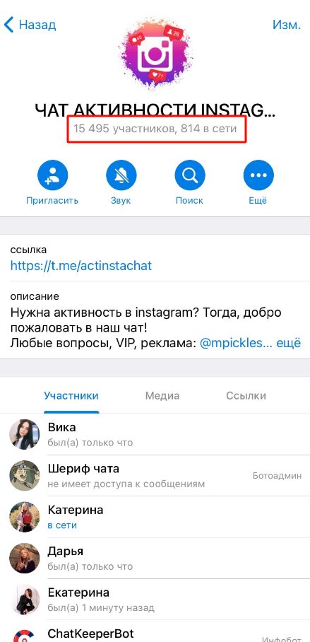 Чаты активности в Инстаграм