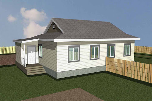 Трава украшает уютный коттедж с архитектурной особенностью — мобильным домом на газоне.