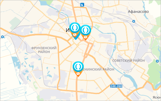 График сравнения регионов на карте: диаграмма, атлас, плот.