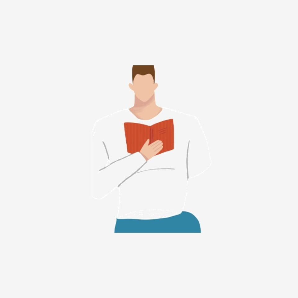 Картинка с человеком, читающим книгу, в длинном рукаве футболке.