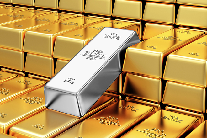 Золото и серебро: сокровище в виде драгоценных металлов на изображении.