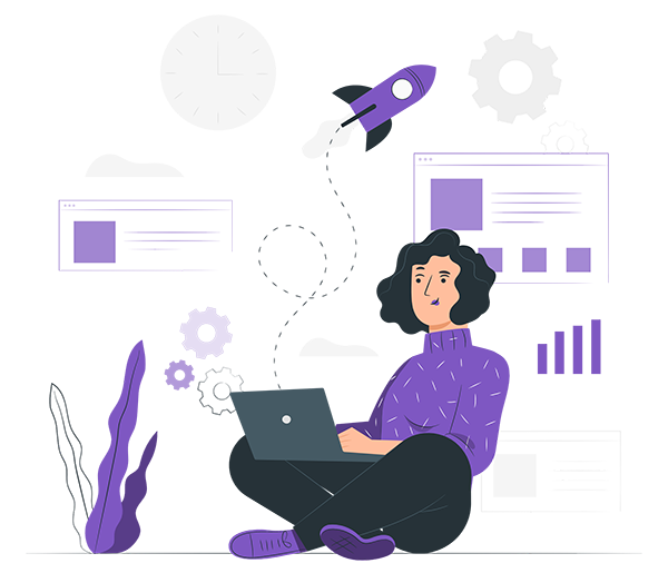 Фиолетовый комикс: лицо человека с книгой, художественный коллаж головы.