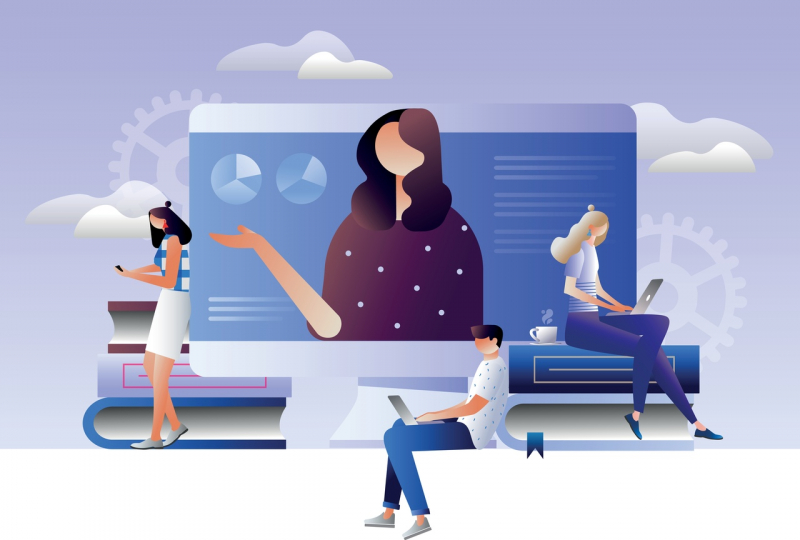 Женщина-взрослая работает с ноутбуком в офисе, электроника и компьютер.