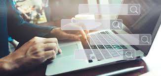 "Person using laptop computer - electronics, pc technology in action"